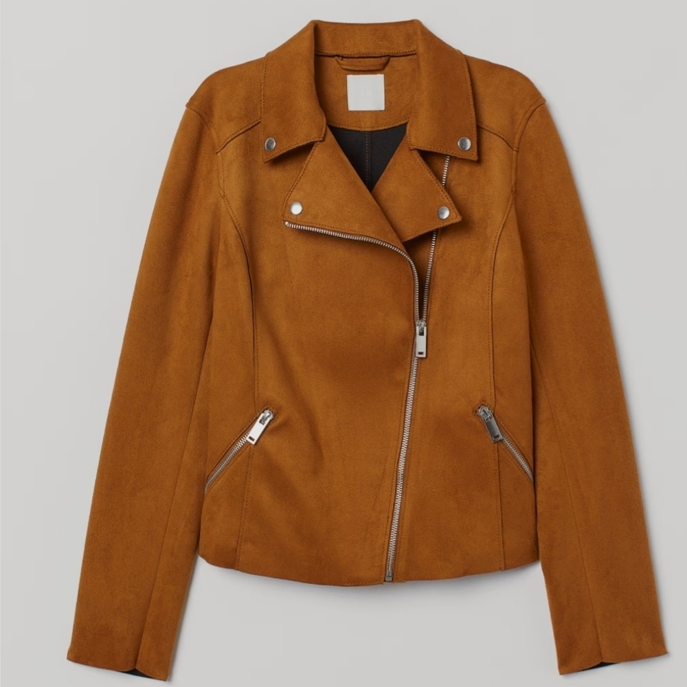 H&M Tan Suede Jacket with Silver Accents